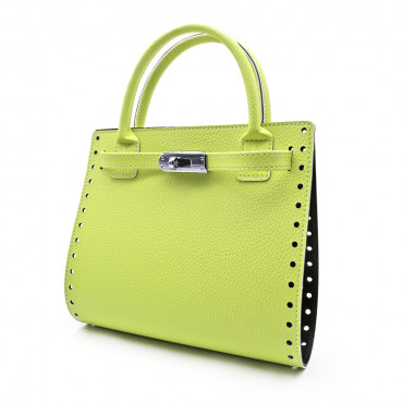 Set borsa Amelia in ecopelle con chiusura girello e manici Lime