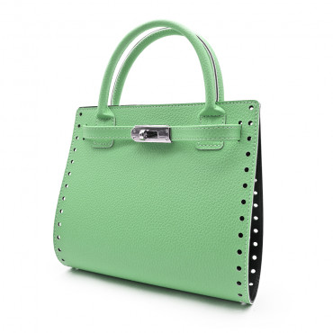 Set borsa Amelia in ecopelle con chiusura girello e manici Verdino