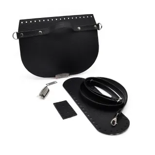 Set de bolso College de ecopiel para bolsas de crochet hechas a mano Nero