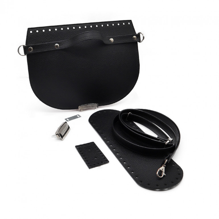Black College Bag Set with Silver Details | Tessiland