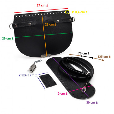 Black College Bag Set with Silver Details | Tessiland