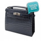 Audrey Blue Crocodile Patent Bag Set | Tessiland