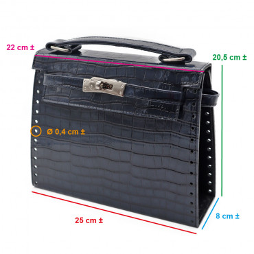 Audrey Blue Crocodile Patent Bag Set | Tessiland