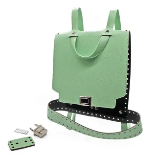 Ilia Faux Leather Crochet Backpack Set with Adjustable Straps Verdino