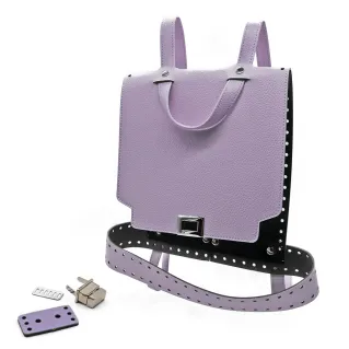 Ilia Faux Leather Crochet Backpack Set with Adjustable Straps Lilla