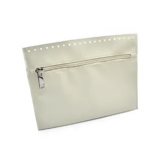 Poche en simili cuir avec zip pour sacs Blanc cassé