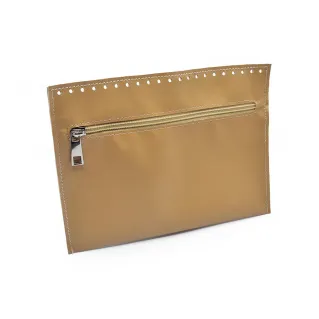 Internal faux leather zip pocket for bags Beige