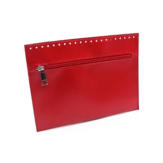 Internal faux leather zip pocket for bags Red
