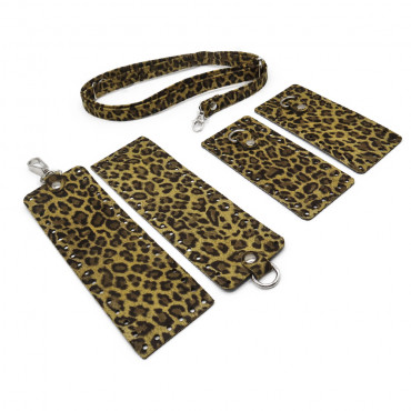 Set borsa Mursi leopardato in ecopelle per borse all'uncinetto Senape