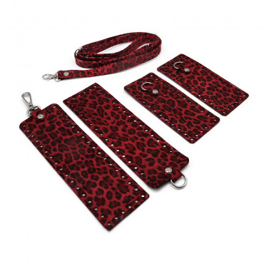 Set borsa Mursi leopardato in ecopelle per borse all'uncinetto Rosso