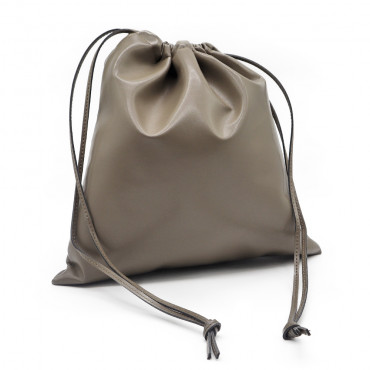 Sacca in ecopelle 30x30cm con coulisse per interno borsa Tortora