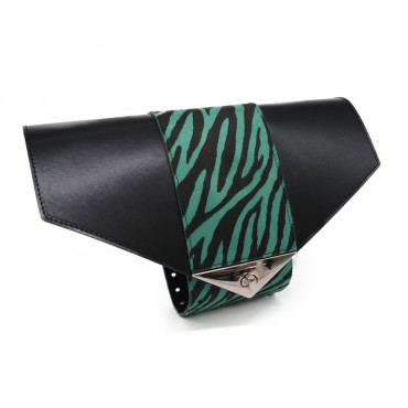 Set borsa Ashanti ecopelle zebrata con girello per borse handmade Verde nero