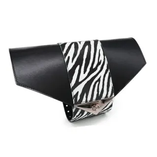 Set de sac Ashanti en simili cuir zébré avec fermoir pour sacs Bianco nero
