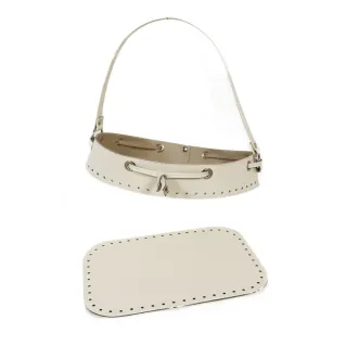 Bucket bag set in eco-leather with drawstring and handle Panna