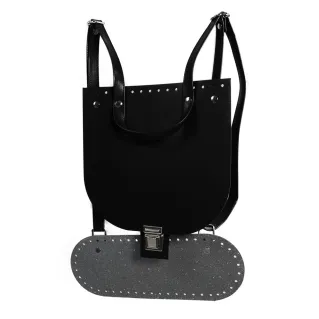 Holly Bolly Eco Leather Crochet Backpack Set Black