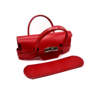 Set de sac Birkin en simili cuir avec fond et poignées pour sacs Rouge