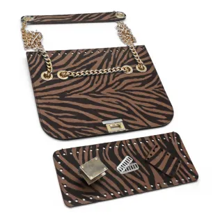 Set de sac Samburu zébré en simili cuir avec chaîne Cuoio