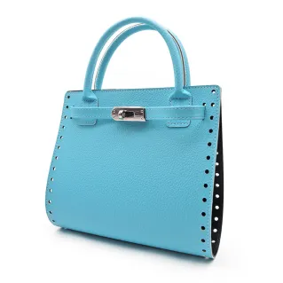 Amelia Eco Leather Bag Set with Turn Lock and Handles Turchese