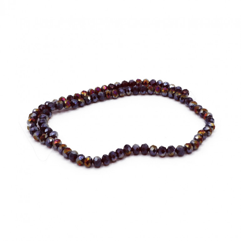 Crystals 6 mm Solid Shimmering Eggplant, faceted glass | Tessiland