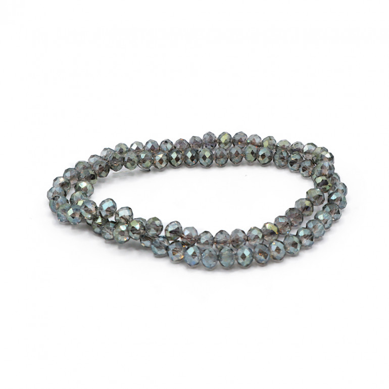 Crystals 6 mm  Transparent Shimmering Gray, faceted glass | Tessiland