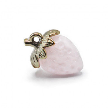 Light Pink Strawberry Pendant, marbled resin strawberry | Tessiland