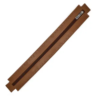 Zipper in eco-leather with sewable border for bags Cuoio