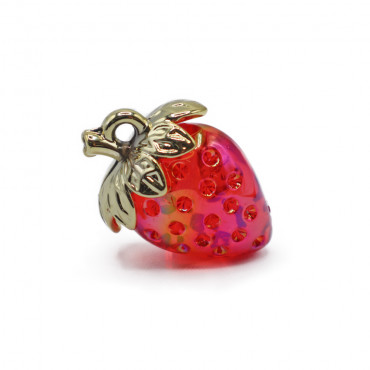 Pendentif Fraise Rouge, fraise marbrée en résine | Tessiland