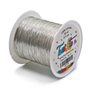 Tessilite filato sottile per bijoux effetto metallico Argento sl01