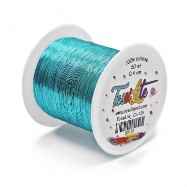 Tessilite filato sottile per bijoux effetto metallico Ceruleo cl125