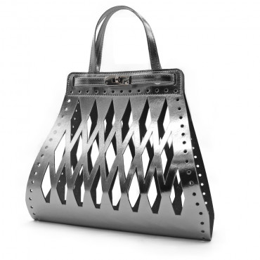 Set borsa Eiffel in ecopelle per borse crochet con chiusura girello Argento