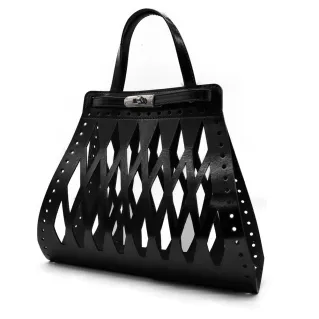 Set de bolso Eiffel en ecopiel para bolsos de crochet con cierre Negro