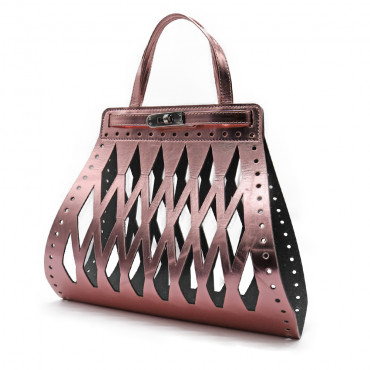 Set borsa Eiffel in ecopelle per borse crochet con chiusura girello Old pink