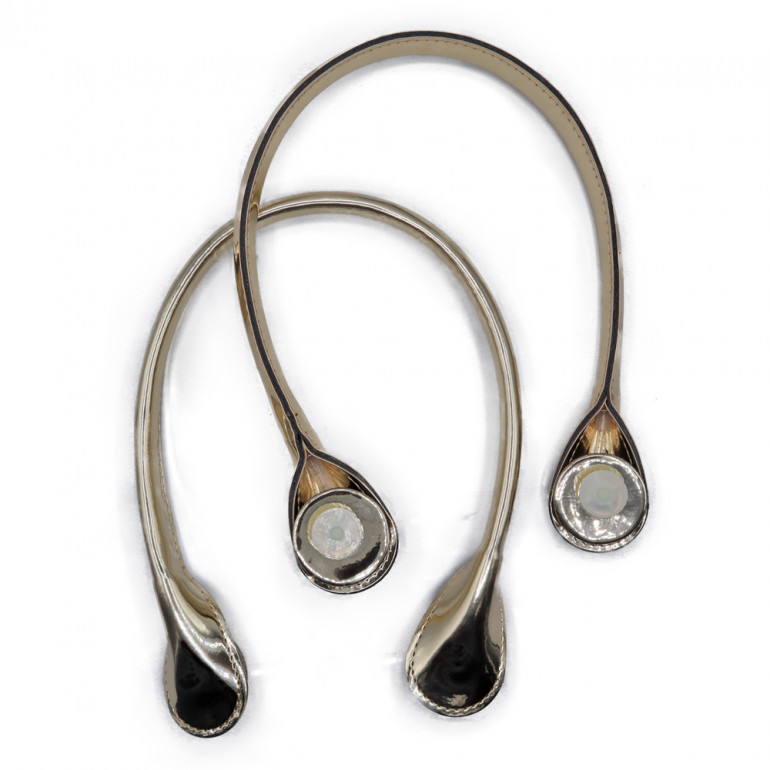 Pair of Obag model handles for crochet bags Specchiato Platinum | Tessiland