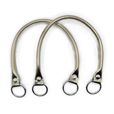 Paire de poignées Circle Specchiato en éco-cuir pour créations au crochet Platine | Tessiland