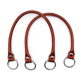 Circle Handles Reinforced Eco-Leather with Silver Rings 43cm 2pcs Rame
