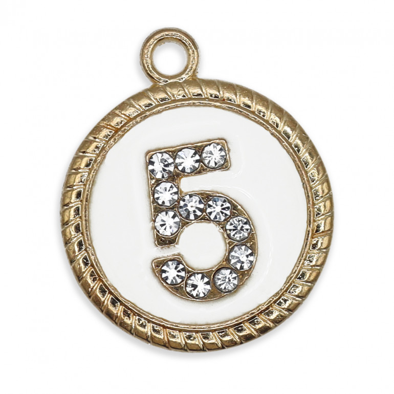 Cinco Lux Blanco, colgante con strass | Tessiland