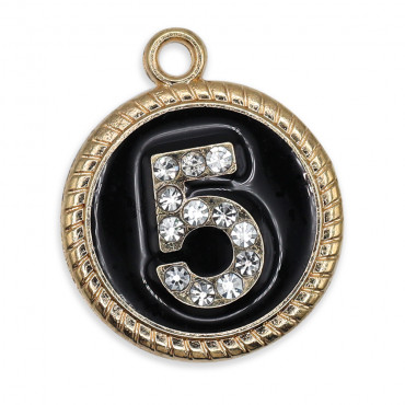 Cinco Lux Negro, colgante con strass | Tessiland