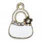 Pendentif Bagbliss Blanc, sac à main avec strass et fleur | Tessiland