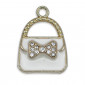 BagChic White Pendant, handbag with bow and rhinestones | Tessiland