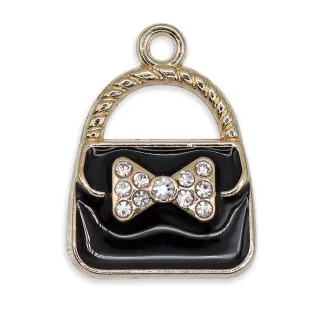 BagChic Pendant Purse with Rhinestones for DIY Jewelry Black