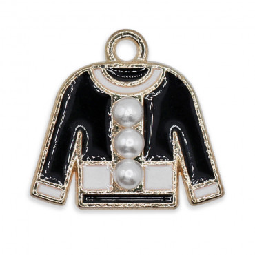 Chanellina Pendant with Pearls, enamelled cardigan | Tessiland
