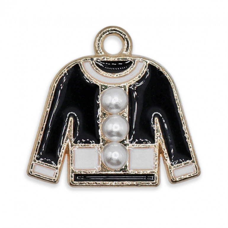 Chanellina Pendant with Pearls, enamelled cardigan | Tessiland