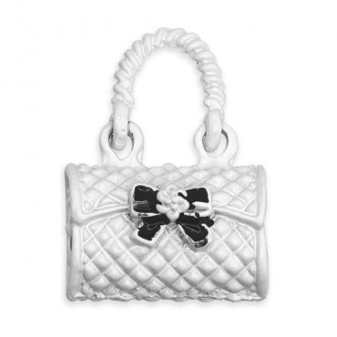 CharmBag Bianco, ciondolo borsa con fiocco | Tessiland