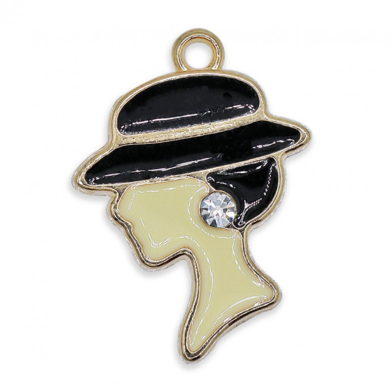 Coco Pendant, woman's profile with rhinestones | Tessiland