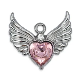 Pendentif Cupidon cœur ailé avec strass pour bijoux Argento rosa