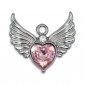 Pendant Cupid Black Pink, heart with wings | Tessiland
