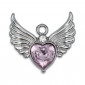 Pendentif Cupidon Argent Violet, cœur avec ailes | Tessiland