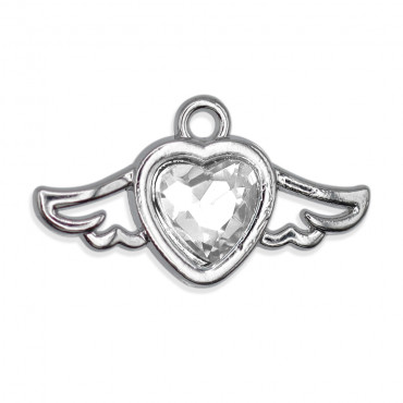 Colgante Eros Plata Blanco, corazón con alas | Tessiland