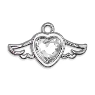 Pendentif Eros en métal et résine en forme de cœur ailé Blanc