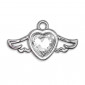 Pendant Eros Silver White, heart with wings | Tessiland
